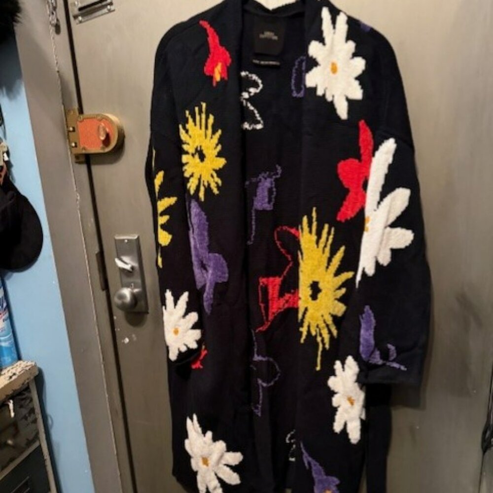 Retro Boho Longline Floral Chenille Sweater Cardigan / Coat - XS /Small - NWOT - Picture 8 of 16
